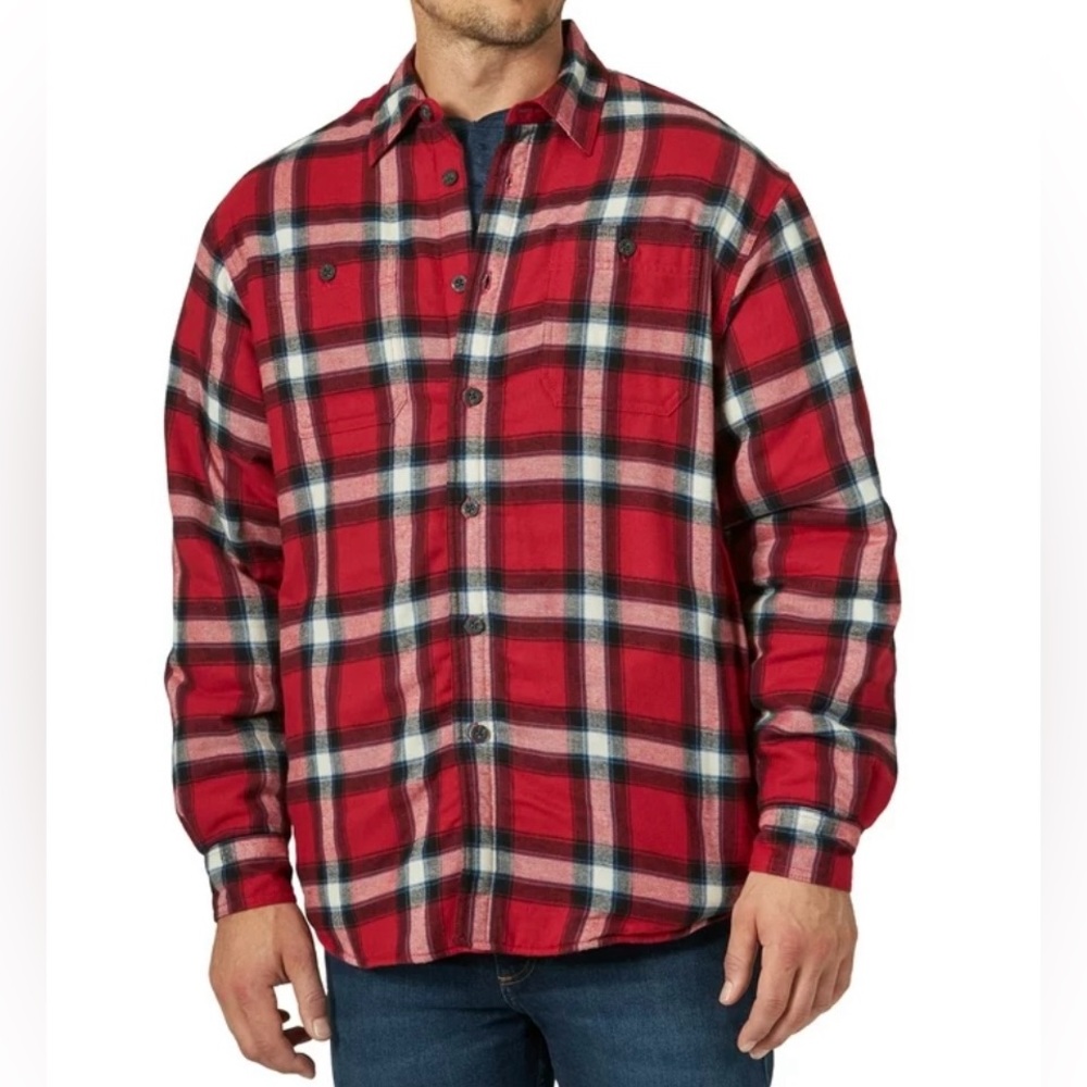 Wrangler Men's Heavyweight Plaid Sherpa Lined Shirt Jacket.Size S - Picture 3 of 15